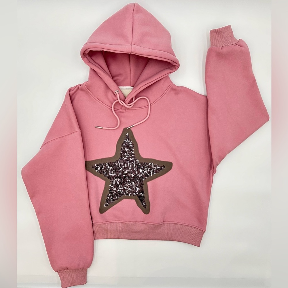 Soft Sequin Star Hoodie Cute Valentine Day Gift
